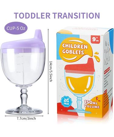 4 Pcs Wine Sippy Cup Goblet for Toddlers 8+ Months - Perfect for Baby Kids Birthday Party - Blue Pink Yellow Purple - Buy Online on SooperMarket.com