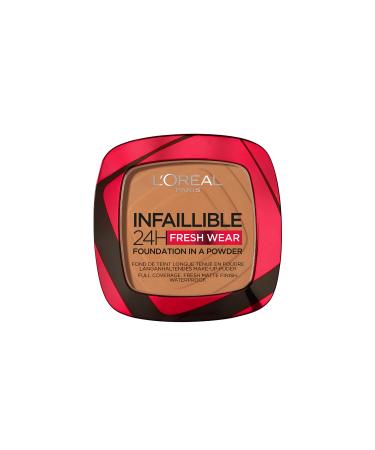 L'Or al Paris Infallible 24H Fresh Wear Foundation in a Powder Full-coverage Longwear Weightless Smooth Finish Water-proof and Transfer-proof 330 Hazelnut 330 Hazelnut 9 g (Pack of 1)