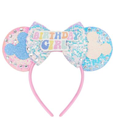 KHC-KHF Mouse Ears Headband Sequin Mouse Mick Ears Hair Clips Castle Monster Birthday Girl Mini Hair Bow Cosplay Costume Party Decorations Hair Accessories