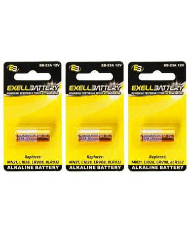 3X Alkaline 12V Battery Replaces 1811A 23A 8F10R 8LR32 8LR932 A21 A23 BAT012 E23A EL12 GP23A K23A L1028 LRV08 MN21 MN23 MS21 N21 N21 PX32A PX32AB PX32B RV08 RVO8 S21 V23GA VR22