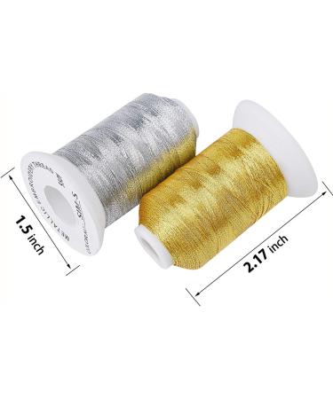 Simthread Metallic Embroidery Machine Thread - 6 Spools (3 Gold + 3 Silver) 500M - Ideal for Embroidery and Decorative Sewing - Buy Online on SooperMarket.com