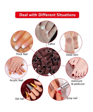 BNG Nail Cutter Sanding Sleeves 210 Pieces Sanding Caps Sanding Bands Nail Cutter Nail Set with Nail Drill Bits Pedicure Manicure Nail File for Acrylic Nails Cuticle Removal 80/120/180 GRIT - Buy Online on SooperMarket.com