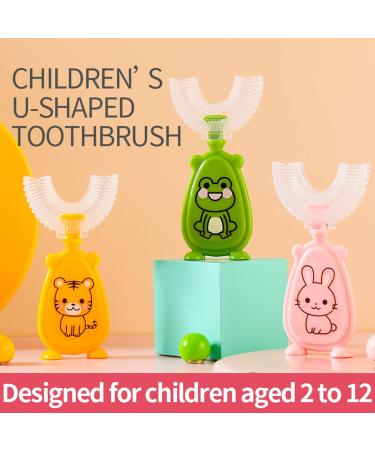JENPECH Cartoon Kids U-Shaped Toothbrush - Food Grade Soft Silicone Brush Head 360 Oral Teeth Cleaning Design for Toddlers and Children 2-7Years/8-12Years Yellow 2-7Years - Buy Online on SooperMarket.com