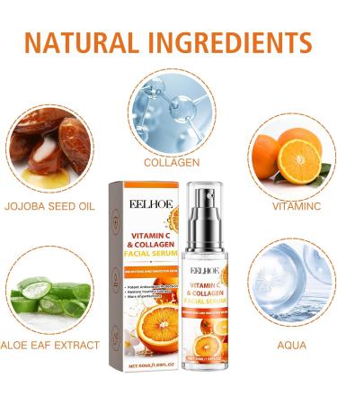 Vitamin C Serum with Collagen Vitamin C Serum for Face Vitamin C Serum Natural Anti Aging & Wrinkle Facial Serum Vitamin C Collagen Serum Brightening Serum Improve Dull Tired Skin 50ml - Buy Online on SooperMarket.com