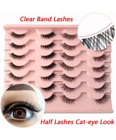 Heracks 14 Pairs Half Lashes Natural Look Cat-Eye Wispy Fluffy False Eyelashes - Reusable DIY Pack (HFS38+HFS62) - Buy Online on SooperMarket.com