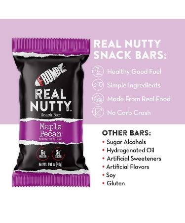 FBOMB Keto Bar - Maple Pecan | Low Sugar, 7g Net Carbs, All-Natural Snack Bars | Gluten-Free, Paleo Friendly (12 ct) - Buy Online on SooperMarket.com
