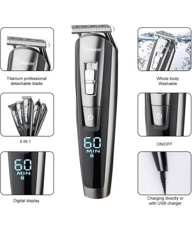 Hatteker Hair Clippers Beard Trimmer - Cordless Grooming Kit for Men, Kids, Adults - LED Display, USB Rechargeable, Wet & Dry - Buy Online on SooperMarket.com