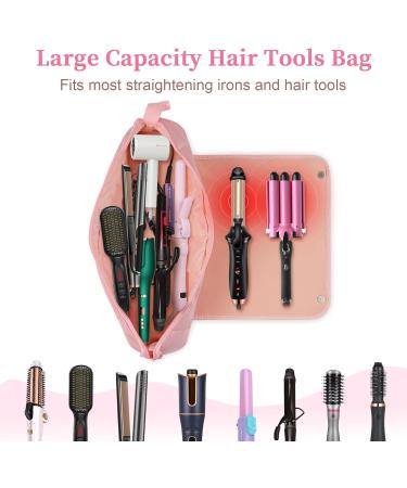 Bestauty 2-in-1 Hair Tools Travel Bag | Heat Resistant Mat for Curling Irons & Straighteners | Pink Storage Solution for Hair Styling Tools - Buy Online on SooperMarket.com