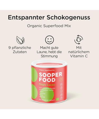 Sooper Food Magic Cacao Bourbon Vanilla 250g - Organic Vegan Chocolate Powder with Vitamin C No Added Sugar - Boost Your Mood with Cocoa & Maca - Buy Online on SooperMarket.com