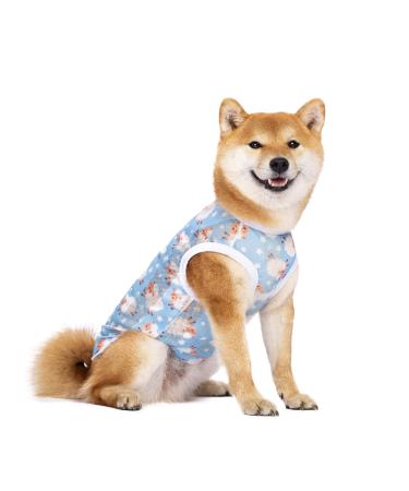 Pet clothing summer t-shirt cool breathable sun protection dog vest clothing outfit for medium-sized and large dogs (size L blue sheep)