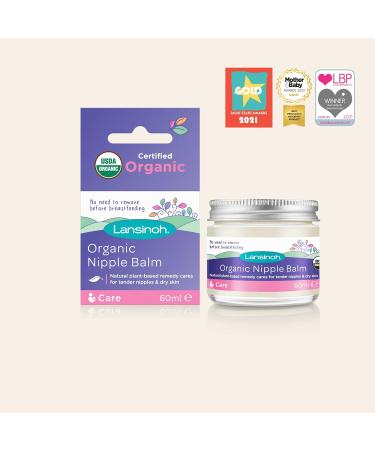 Lansinoh Organic Nipple Balm 60ml - Natural, Tasteless, Odourless Breastfeeding Cream for Dry Skin - Hospital Bag Must-Have for New Moms - Buy Online on SooperMarket.com