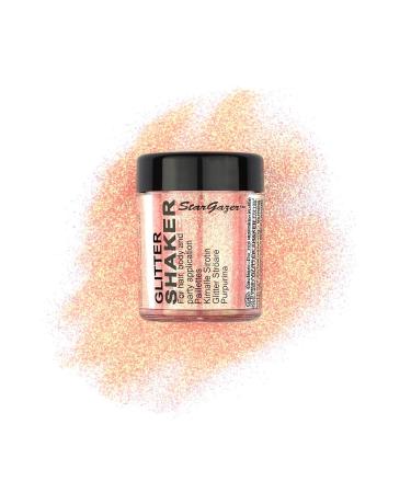 Stargazer UV Glitter Shaker Orange. Cosmetic glitter powder for use on the eyes lips face body hair and nails. UV Orange