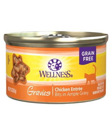 Wellness Complete Health Grain Free Wet Cat Food, Gravies, Natural Cat Food, Adult, Healthy, No Wheat, Corn, Artificial Flavors, Colors, Carrageenan or Preservatives Chicken 3 Ounce (Pack of 12)