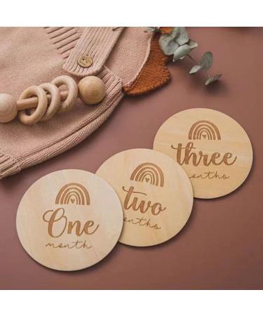 14Pcs Monthly Milestone Wood Discs Baby Milestone Discs for Photo Props Baby Shower Gifts Wooden Baby Monthly Milestone Cards