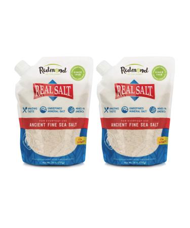 Redmond Real Salt - Ancient Fine Sea Salt, Unrefined Mineral Salt, 26 Ounce Pouch (2 Pack)