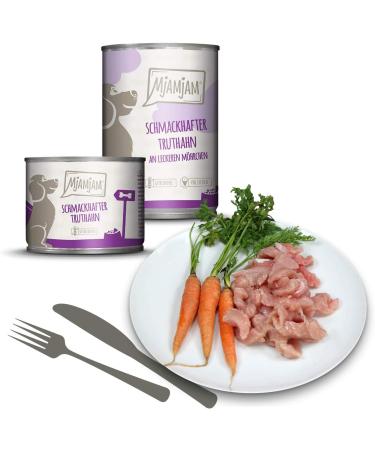 Mjamjam Premium Wet Dog Food - Tasty Turkey with Carrot & Good Turkey with Rice & Zucchini (6 x 200g) - International Shipping Available - Buy Online on SooperMarket.com