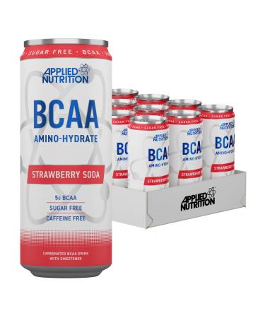Applied Nutrition BCAA Energy Drink - Caffeine Free BCAA Amino Hydrate Sugar Free Branch Chained Amino Acids (Pack of 12) (Strawberry Soda)
