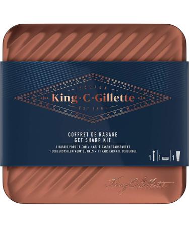 Buy King C. Gillette Shaving Set for Men - Neck Razor Transparent Gel & Tin Box | Perfect Gift for Dad - Buy Online on SooperMarket.com