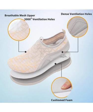LeIsfIt Unisex Water Shoes - Quick-Dry Aqua Socks for Beach, Pool, Surf - Beige - Size 8-9 Women/6.5-7 Men - Buy Online on SooperMarket.com