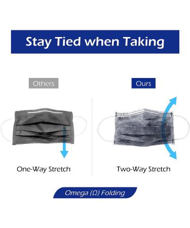 BlueEagle 4-Ply Individually Wrapped Disposable Adult Face Masks - 50 Pcs | Activated Carbon Filter | Large Fit | Charcoal Black Color - Buy Online on SooperMarket.com