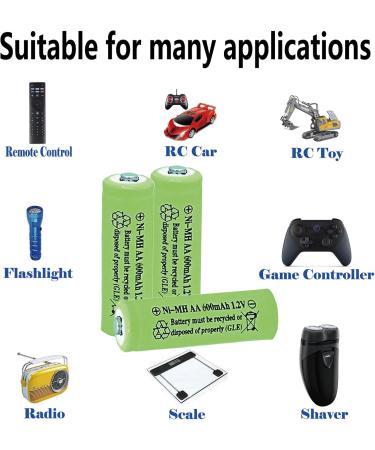 12 Counts AA 600mAh NiMH Rechargeable Batteries - 1.2V Double A Solar Light Compatible - Eco-Friendly Power Solution - Buy Online on SooperMarket.com