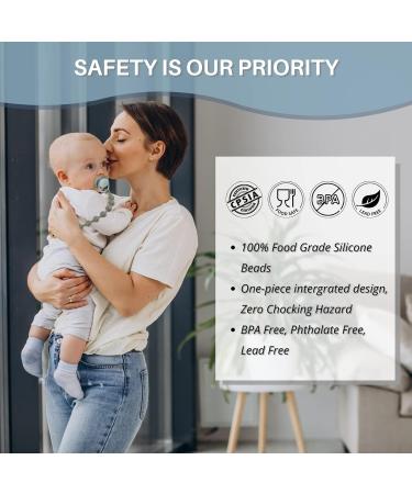 Silicone Pacifier Clip Holder 2-Pack for Baby Boys and Girls - Sage/Ether - Buy Online on SooperMarket.com