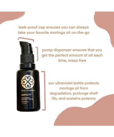 True Moringa Oil - 100% Pure Cold-Pressed Oil for Face, Body & Hair - Anti-aging, Reduce Wrinkles & Age Spots - Vegan & Non-GMO - 30 ml - Buy Online on SooperMarket.com