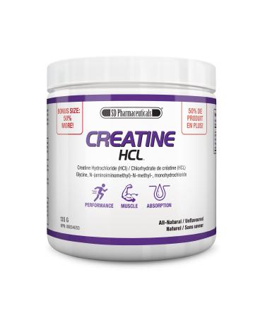 SD Pharmaceuticals CREATINE HCL - 300g - Enhance ATP Energy Metabolism - Maximizes Levels of Phosphocreatine - Muscle Cell Volume & Protein Synthesis - Satellite Cell Activity - Ultra Concentrated Form (Unflavoured 135g) Unflavored 135.0 g (Pack of 1)
