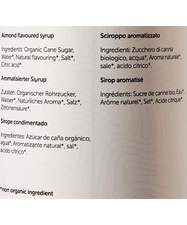 Organic Almond Syrup - Vegan & Nut Free Flavouring for Coffee, Cocktails & Baking - 1 Liter (Pack of 1) - Buy Online on SooperMarket.com