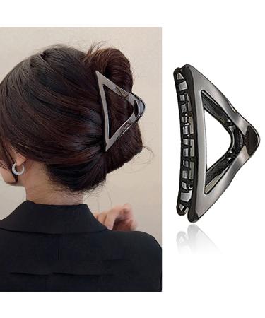 Triangle Metal Hair Clip  Elegant Gunmetal Triangle Hair Clip for Women and Girls  Ideal for Daily Wear and Party  Strong Hold to Secure Hair without Slipping  Fashionable and Versatile. (Gunmetal)
