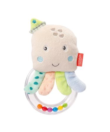 Fehn Rasselring toy octopus - motor toys gripping to rattling squeaking feeling - cuddly toys baby toys with cuddly soft fabric - toys for babies & toddlers from 0+ months octopus single