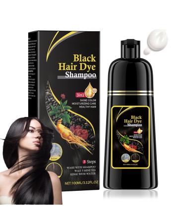 Black Hair Dye Shampoo Hair Color Shampoo Natural Hair Dye Shampoo 3 in 1 Long Lasting Natural Black Hair Dye Grey Coverage Shampoo Instant Hair Dye for Men Women Easy to Use