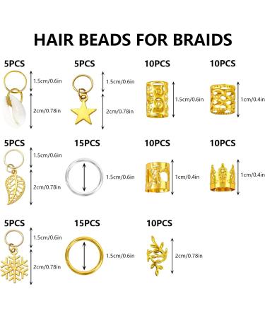 Hair Beads for Braids Xerteam 100 Pieces Hair Jewelry Rings Gold Hair Accessories Hair Cuffs and Braid Rings Hair Charms Dreadlock Accessories FOR Girl Women Men Hair Braids Decoration - Buy Online on SooperMarket.com