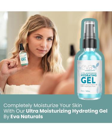 Eva Naturals Ultra Moisturizing Hydrating Gel - 2 oz. XL Bottle with Hyaluronic Acid, Aloe Vera, and Plant Stem Cells for All Skin Types - Buy Online on SooperMarket.com
