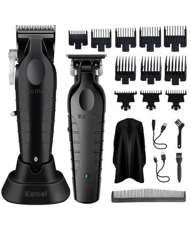 Kemei Hair Clipper and Trimmer Set Professional Cordless Hair Clipper for Men Electric Beard Trimmers Barber Hair Cuttings Kit T Blade Trimmers for Men KM-2296 KM-2299