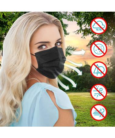 Black Disposable Face Masks - 50 Pack, 3 Ply Disposable Masks - Buy Online on SooperMarket.com