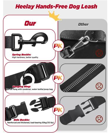 Heelay Hands Free Dog Leash - 8.2ft Multifunctional Crossbody Rope for Small, Medium & Large Dogs - Walking, Jogging, Running - Black - Buy Online on SooperMarket.com