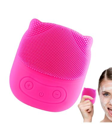 Teksome Face Wash Scrubber | Penguin Shape Electric Face Scrubber Skin Care Face Brushes for Women and Men Waterproof Electric Face Brush for Deep Cleaning Skin Red