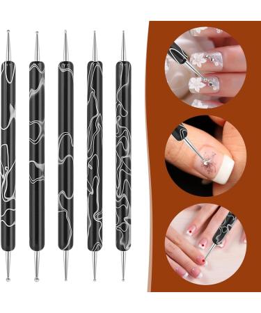 5PCS Dotting Tools Set Professional Ball End Nail Art Tools Polish Carving Tool Dotting Painting Pen 2 Way Nail Dotting Pen Marbleizing Tool Set for Nail Art Designs Black - Buy Online on SooperMarket.com