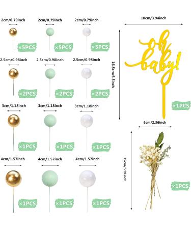29 PCS Colorful Balloon Cupcake Topper Set for Wedding, Baby Shower, Birthday Party - White, Gold, Green - Buy Online on SooperMarket.com
