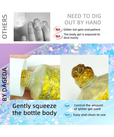 Prreal Body Glitter Gel 50ml - Long-Lasting Mermaid Sequins Chunky Glitter for Festivals & Parties - Makeup Essential #Gold - Buy Online on SooperMarket.com