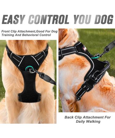 BARKBAY No Pull Dog Harness for Large Dogs - Reflective, Heavy Duty, Easy Control Handle - Chest Size 27-32 inches - Black - Buy Online on SooperMarket.com