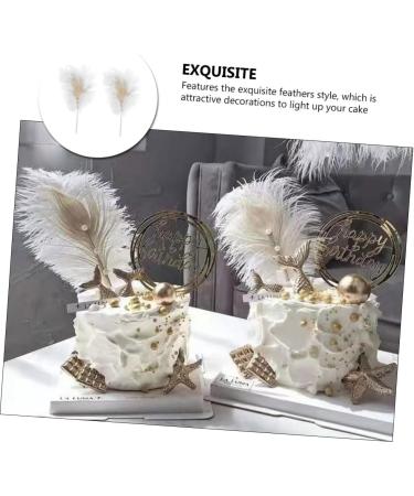 NAMOARLY 2 Pcs Insert Pearl Trim Pearl Decor Beige Decor Ostrich Trim Baking Diy Decor Dessert Inserting Decor Inserting Baking Topper Baking Toppers Insert Card Cake White White 12X5.5CM - Buy Online on SooperMarket.com