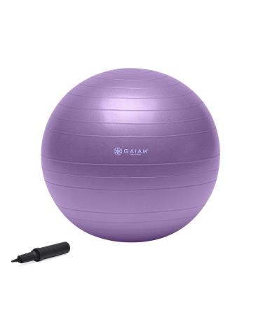 Gaiam Total Body Balance Ball Kit - Includes Anti-Burst Stability Exercise Yoga Ball, Air Pump, Workout Program Purple (55cm) Without Stretch Strap