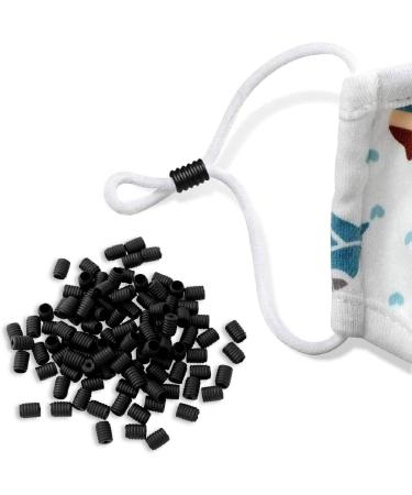 OCEANTREE Cord Locks for Mask  Elastic Adjuster Silicone Cord Stopper No Slip Earloop Toggles for Drawstring Buckle Clasp Black