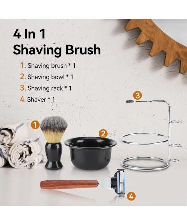 HERCHR 4-Piece Shaving Set | Manual Razor Stainless Steel Stand Brush & Bowl | Premium Men's Grooming Essentials - Buy Online on SooperMarket.com