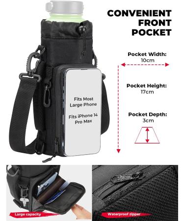 Buy Kemimoto 750ml/950ml/1.2L Water Bottle Holder - Adjustable Shoulder Strap Perfect for Hiking Camping & Fishing - Durable Black Bag - Buy Online on SooperMarket.com