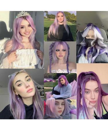 12 Pcs Colored Hair Extensions Colorful Clip in Hair Extensions 22 inch Synthetic Straight Hair Extensions for Kids Girls Women Light purple - Buy Online on SooperMarket.com