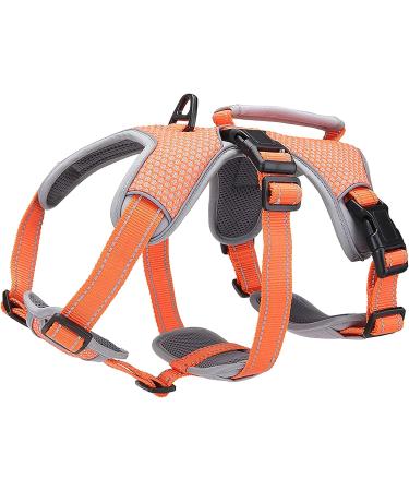 Belpro multi-purpose dog harness no breakdown no pulling reflective adjustable vest with durable handle dog dishes for large/active dogs (XL (1 Pack) orange) XL (1 Pack) Orange