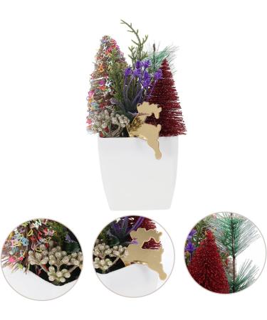 HOMSFOU 5pcs Christmas Simulation Potted Plant Tiny Christmas Tree Christmas Pine Tree Artificial Plant for Desk Decor Fake Plant Christmas Plant Decoration Small Plant Plastic Office Mini Goldenx5pcs 21X11cmx5pcs - Buy Online on SooperMarket.com